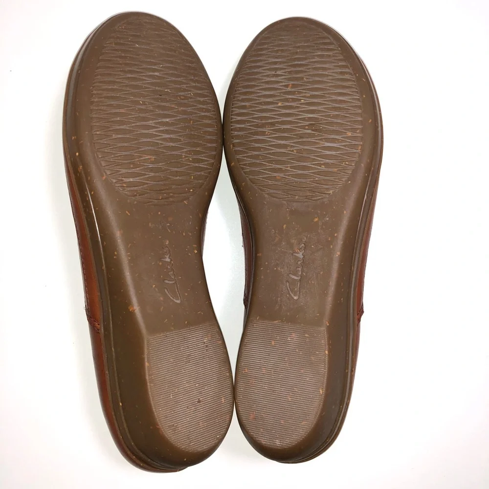 Women's Tan Leather Slip-On Flats with Floral Cutouts